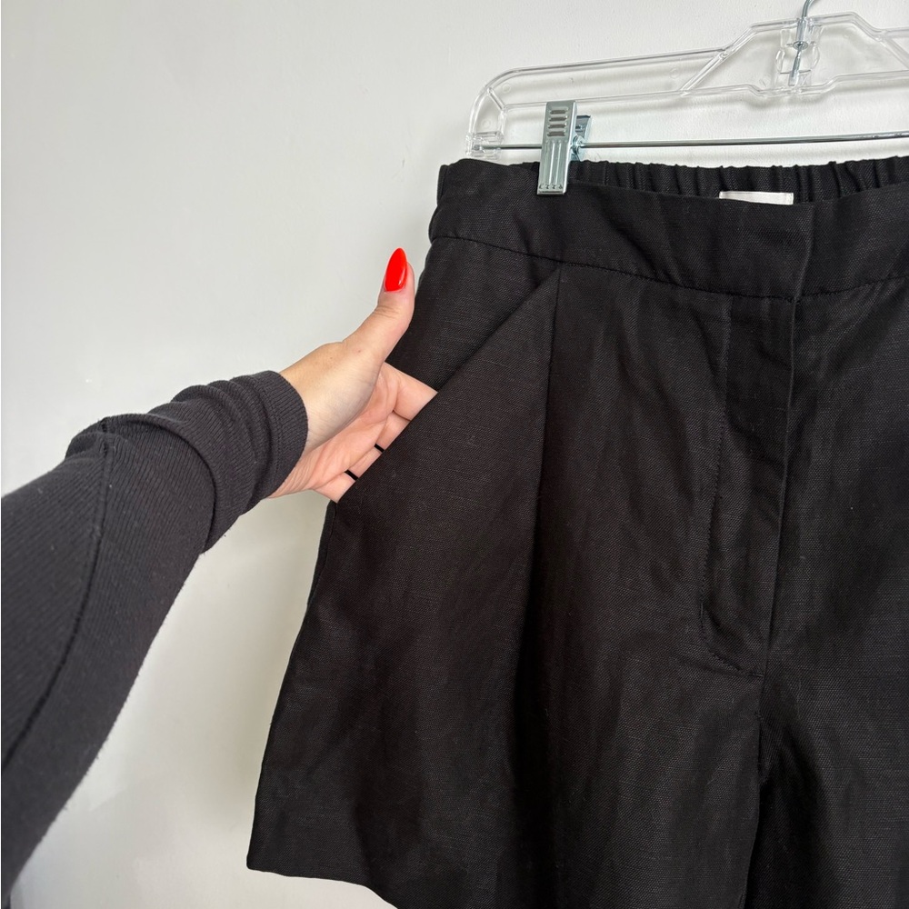 Wilfred Fable Linen TENCEL Shorts Black Pleated Elastic Waist Size 8 - Picture 10 of 13